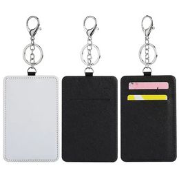 Sublimation Keychain Wallet Holder Sundries PU Leather ID Badge Card Holders Blocking Pocket for Offices School ID Driver Licence FY3826