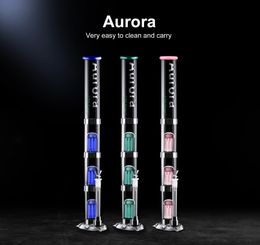 Wholesale Freely Spliced Three-layer Philtre Hookahs Disassembled Style Zinc Alloy LED Illuminated Base With Switchable Colours Water Pipe Hookah 14.5mm Female Joint