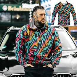 Men's Hoodies & Sweatshirts Fashion Cool Colourful Retro Men's Hoodie Funny 3D Printed Long Sleeve Casual Hip-hop Pullover Fun Street Swe