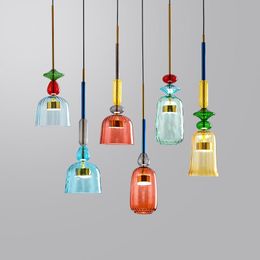 Pendant Lamps Ins Colourful Glass Lights Led Colour Candy Hanging For Living Room Decor Chandeliers Dining LuminairePendant