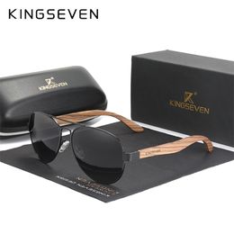 KINGSEVEN Handmade Wood Sunglasses Polarized Men's Glasses UV400 Protection Mirror Eyewear Wooden Temples Z5518 220511