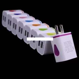 Light Up Water-drop LED Dual USB chargers Home Travel Power Adapter Plug Wall Charger For iPhone Samsung HTC LG Tablet