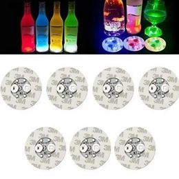 New Blinking Glow LED Bottle Sticker Coaster Lights Flashing Cup Mat Battery Powered For Christmas Party Wedding Bar Vase Decoration Light Boutique F0802