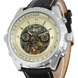 Wristwatches Mechanical Watch Hollowed-out Flywheel Circular Calendar Belt Wrist Men's And Women's WatchWristwatches