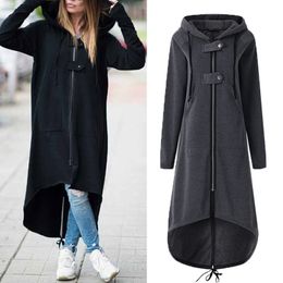 Women's Hoodies Sweatshirts Spring Long Style Zipper Coat Sweatshirt Zip Up Jacket Tops Corduroy Sleeve Personality Street S 230206