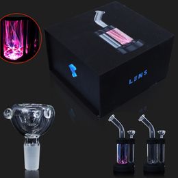 Ship By Sea Led Plasma Hookahs Colourful Glass Bongs 12 Inch Oil Dab Rigs 14mm Joint 5mm Thick Water Pipes With Bowl and Retail Box