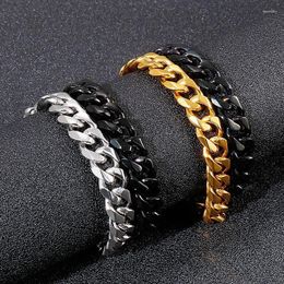 Link Chain 14mm 18K Gold Colour Stainless Steel Bracelet Cuban Wristband Men Jewellery Gift For Him Fawn22