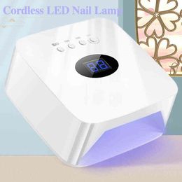 Nxy 128w Led Nail Lamp Rechargeable Wireless Uv Led Dryer Gel Light with Smart Sensor for Polish for Art Salon 220624