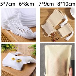 tea bags drawstring wholesale Canada - 100 Pack Natural Disposable Tea Filter Bags for Loose Leaf Tea Wood Pulp Material Biodegradable and Compostable Unbleached Empty Infuser Sachets with Drawstring