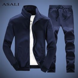 Solid Tracksuit Men Spring Casual Mens Set Slim Fit Autumn 2020 Outwear Jacket Pants 2 Piece Sets Male New Track Suits Man LJ201124