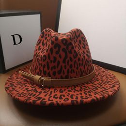 Berets Winter Fedoras Hats Leopard Band Belt Vintage Jazz Caps Western Cowboy Women Men Wide Brim Hip Hop HatsBerets