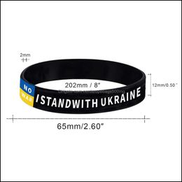 Party Favour Event Supplies Festive Home Garden I Stand With Ukraine Wristbands Rubber Bangle Sile Elastic Sports Bracelets Ukrainian Blue
