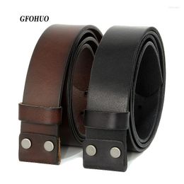 Belts 3.3cm And 3.8cm Width Vintage No Buckle Belt Suit Smooth Men Luxury Cowskin Soild Genuine Leather Without BuckleBelts Forb22