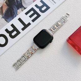 Rostfritt stål strass iwatch smarta remsband 38/40mm 42/44mm lyxmetall handledsarmband för Apple Watch