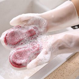 Housework Cleaning Gloves Hotel Pot Bowl Clean Silicone Gloves Kitchen Desktop Cleanings Stain Remover Magic Brush Glove BH6831 WLY