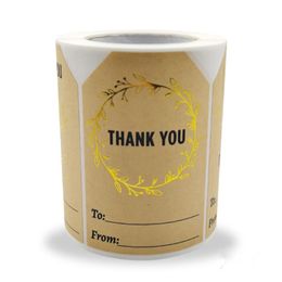 Gift Wrap 250Pcs/Roll 50X75MM Kraft Paper Thank You Stamping Sticker Christmas Wrapping DecorationGift