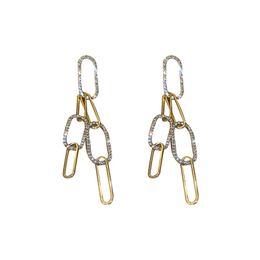 Dangle & Chandelier Long Tassel Crystal Drop Earrings for Women Bijoux Geometric Chain Rhinestone Earrings Statement Jewellery