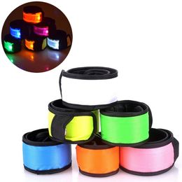 Festivals Party Decoration 35X4cm LED Light Up Slap Bracelets Night Safety Wrist Band for Party Cycling Walking Running Concert Camping Outdoor