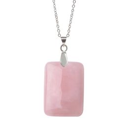 Pendant Necklaces Natural Gem Stone & Pendants Opal Pink Quartz Tiger Eye Chakra Reiki Jewellery Men Women Gifts Trendy