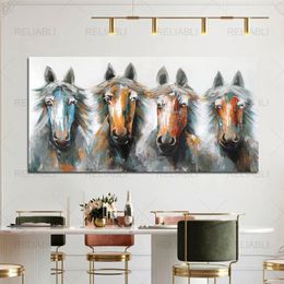 Animal Horses Modern Abstract Oil Painting Printed on Canvas Posters Prints Canvas Painting Wall Picture for Living Room Decor