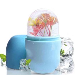 Ice Roller for Face Eyes And Neck Cube Mould Beauty Skin Care Gua Sha Tools Brightens Reusable Facial Treatment 220510