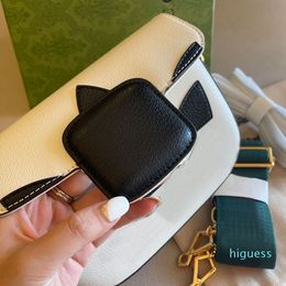 2022-Crossbody Bag Women Handbags Purse Genuine Leather Metal Hasp Flap Shoulder Bags Detachable Striped Strap Golden Hardware Wallet