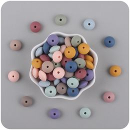 12mm Spacer Flat Bead Soothers DIY Creative Appease Baby Silicone Beads Mixed Colour Baby Molars Toys Accessory