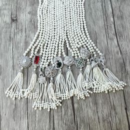 Chains 1Pcs Handmade Charm Pendant Zircon CZ Micro Pave Connector Shell Pearl Beads Chain Tassels Women Jewelry NecklaceChains ChainsChains