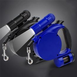 3 Styles Pet Automatic Leash Medium Dog Retractable with Garbage Dispenser LED Lead LJ201111