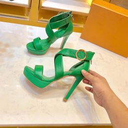 Designer-New high-heeled sandals, high-heeled shoes, leather sandals, comfortable sandals size; 35-41 box