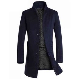 Men's Wool & Blends Winter Coat Slim Fit Jackets Mens Casual Warm Long Windbreaker Jacket And Men Pea245V T220810