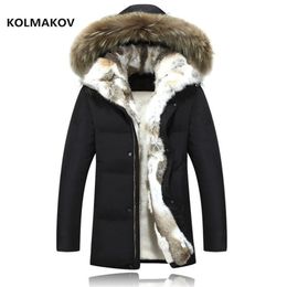 winter Men and women duck down jacket men's coat parkas warm Rabbit fur collar Hooded Warm Down Coat Male Parkas men 201127