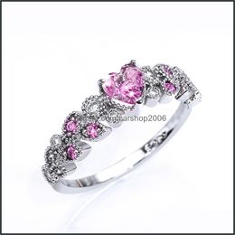 Band Rings Jewellery Fashion Heart Love Cz Women Finger-Ring Valentines Day Gift Stylish Versatile Female Accessories Trendy Drop Delivery 202