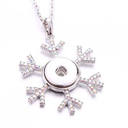 Fashion Snowflake Crystal Snap Button necklace 18MM Ginger Snaps Buttons Charms Necklaces for women Jewellery