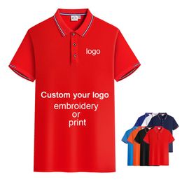 Men's Short Sleeve Polo Shirts Business Casual Polo Shirts Summer Waitress Work Polo Shirts Custom Embroidery or Print 220608