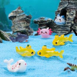 Marine Animals Figurine Miniature Fairy Garden Aquarium Decor Cartoon Dolphins Tortoises Octopus Ornaments Mini Resin Craft BBE13920