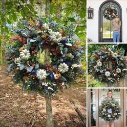 Decorative Flowers & Wreaths 35CM/45CM Colourful Christmas Wreath Door Hanging Festival Pumpkin Garland Holiday Party Decoration For Home Dec