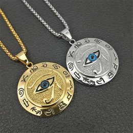 Pendant Necklaces Trendy Ancient Egypt Eye Of Horus Pattern Round Necklace Religious Rune Amulet Accessories Party JewelryPendant