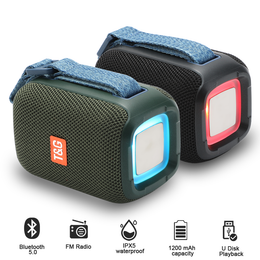 TG339 Portable BT Speaker Wireless Speakers with Flashing LED Light 1200mAh Waterproof Dual Bass Column Soundbar AUX TF BT USB Loudspeaker