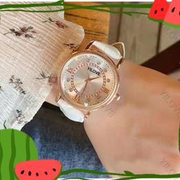 Fashion Simple Leather Wristband Ladies Watch Korea Imported Diamonds Dial Stainless Steel Case Clock Quartz Movement Outdoor Sports Business Gift Wristwatch