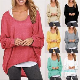 2022 new Autumn fashion Women Blouse Batwing Long Sleeve Casual Loose Solid Top Shirt Sweater Plus Size high quality