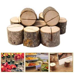 Natural Wooden Card Holders Creative Photo Clips Wedding Ornaments Figurines School Office Memo pad Cards Storage Stand