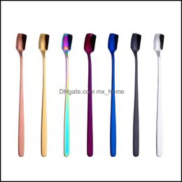 Spoons Flatware Kitchen Dining Bar Home Garden Ll Stainless Steel Square Head Ice Kitchen Supplies Long Handle Coffee Gs
