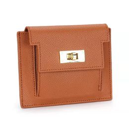Genuine leather lock women designer wallets lady short style fashion casual zero purses no55