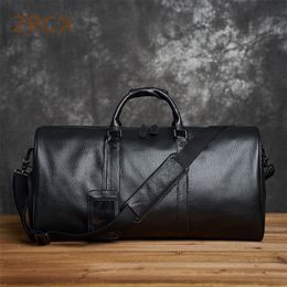 ZRCX Genuine Leather Men Women Travel Bag Soft Real Cowhide Carry Hand Luggage s Shoulder Weekend 220509