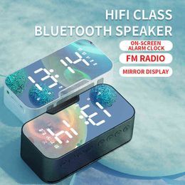 bluetooth compatible radio UK - Mini Portable Bluetooth-compatible Speaker Small Wireless Speaker 5.0 Support USB TF card FM Radio with Alarm clock AA220315