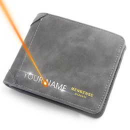 Wallets Short Men Slim Card Holder Po Male Name Engraved Wallet Small Classic Zipper Coin Pocket Square PursesWallets