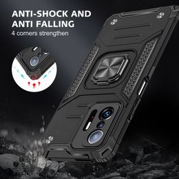 Magnetic Metal Ring Bracket Armor Shockproof Cases For Xiaomi Mi 11t 5g Mi 11t Pro TPU Plastic Rubber Protective Back Cover Deep