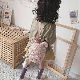 2022 new School Bags Kids Toddler Plush Backpack Cute Ear Kindergarten Bag Winter Warm Fleece Outdoor Travel For Boys Girls