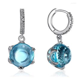 Selling Special Cut Cubic Zircon Earrings For Woman Sky Blue Colour Stone Elegant Drop 2022 Jewellery Wholesale Dangle & Chandelier